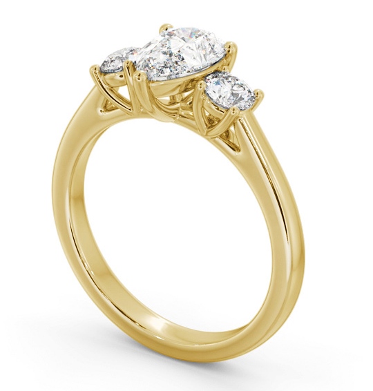 Three Stone Pear with Round Diamond Trilogy Ring 18K Yellow Gold TH77_YG_THUMB1