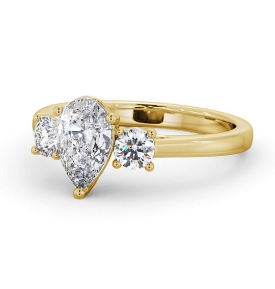 Three Stone Pear with Round Diamond Trilogy Ring 9K Yellow Gold TH77_YG_THUMB2 