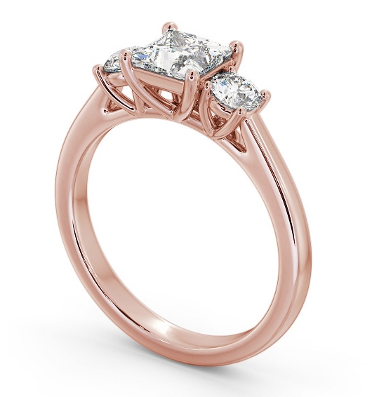 Three Stone Princess with Round Diamond Trilogy Ring 18K Rose Gold TH78_RG_THUMB1