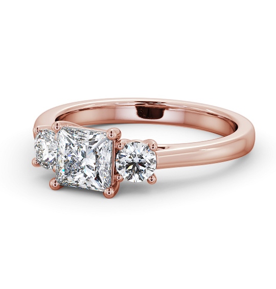  Three Stone Princess Diamond Ring 18K Rose Gold - Helme TH78_RG_THUMB2 