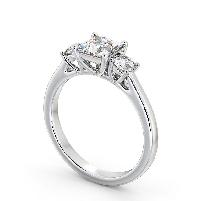 Three Stone Princess Diamond Ring 18K White Gold - Helme TH78_WG_SIDE