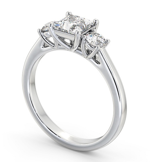 Three Stone Princess with Round Diamond Trilogy Ring Palladium TH78_WG_THUMB1