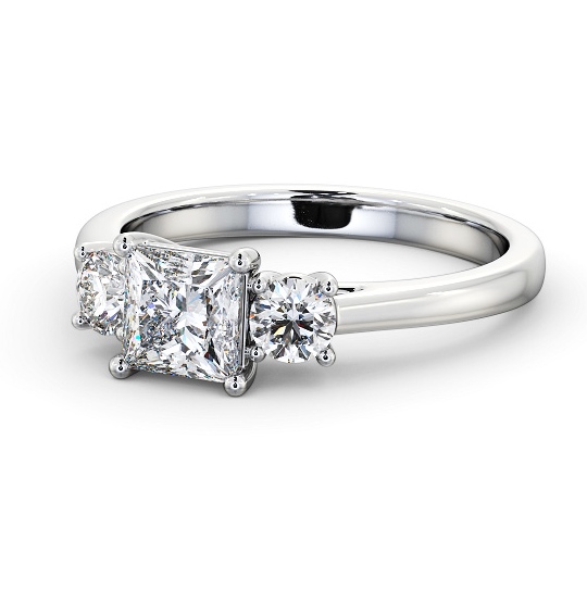  Three Stone Princess Diamond Ring 18K White Gold - Helme TH78_WG_THUMB2 
