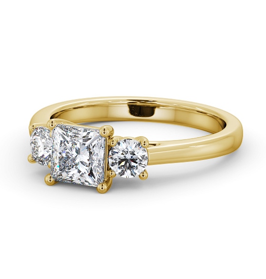  Three Stone Princess Diamond Ring 9K Yellow Gold - Helme TH78_YG_THUMB2 