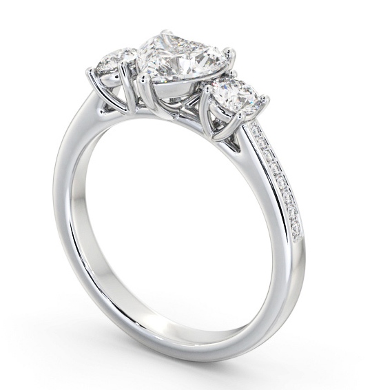  Three Stone Heart Diamond Ring 9K White Gold - Bernal TH79_WG_THUMB1 