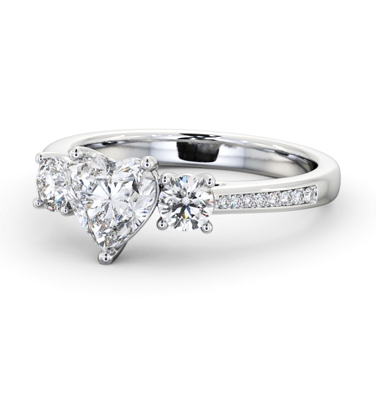  Three Stone Heart Diamond Ring 18K White Gold - Bernal TH79_WG_THUMB2 