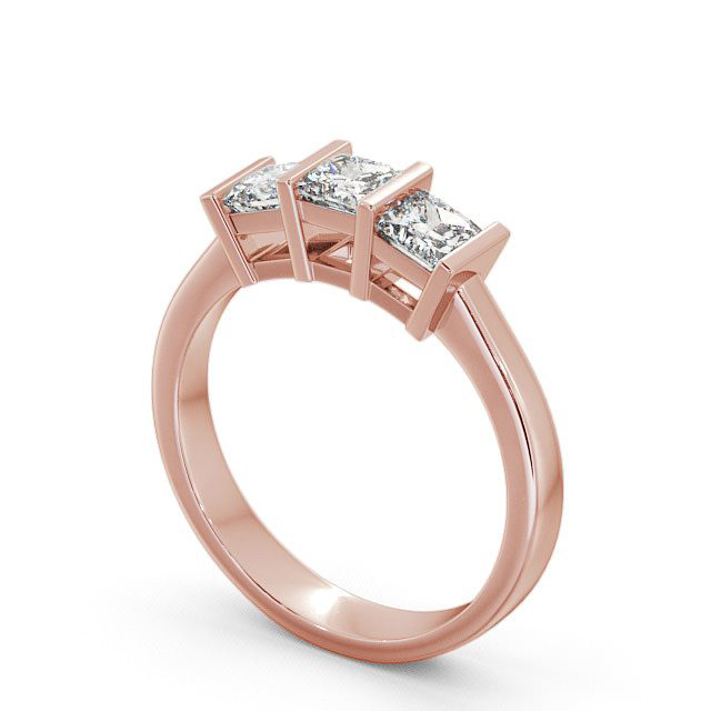Three Stone Princess Diamond Ring 18K Rose Gold - Laceby TH7_RG_SIDE