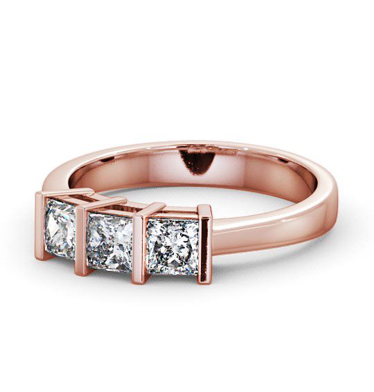 Three Stone Princess Diamond Tension Set Ring 18K Rose Gold TH7_RG_THUMB2 