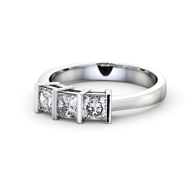 Three Stone Princess Diamond Ring Platinum - Laceby TH7_WG_FLAT