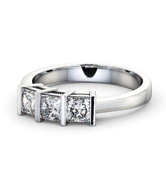 Three Stone Princess Diamond Tension Set Ring 18K White Gold TH7_WG_THUMB2 