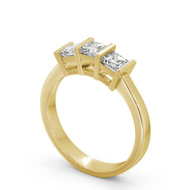 Three Stone Princess Diamond Ring 9K Yellow Gold - Laceby TH7_YG_SIDE