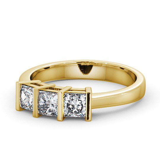 Three Stone Princess Diamond Tension Set Ring 9K Yellow Gold TH7_YG_THUMB2 