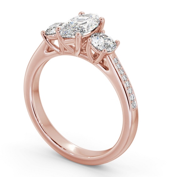 Three Stone Marquise and Round Diamond Ring 9K Rose Gold with Side Stones TH80_RG_THUMB1