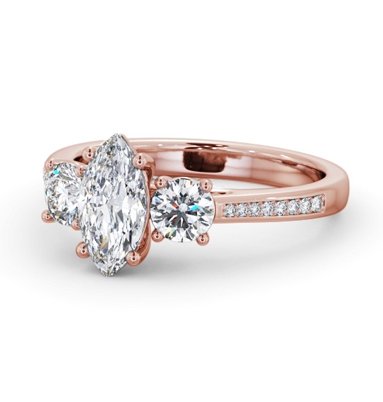  Three Stone Marquise Diamond Ring 18K Rose Gold - Cairnol TH80_RG_THUMB2 