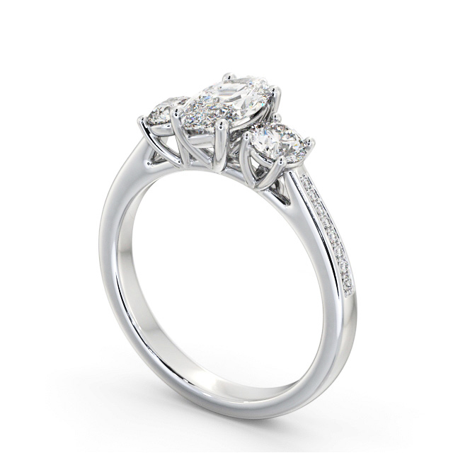 Three Stone Marquise Diamond Ring 18K White Gold - Cairnol TH80_WG_SIDE