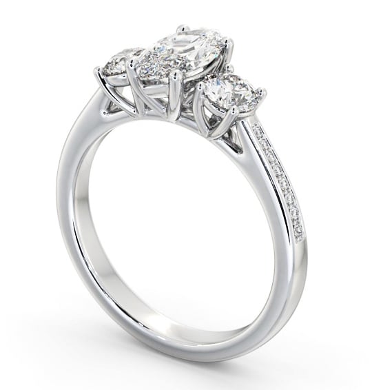 Three Stone Marquise and Round Diamond Ring Platinum with Side Stones TH80_WG_THUMB1