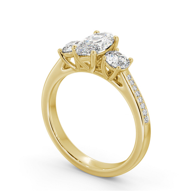 Three Stone Marquise Diamond Ring 9K Yellow Gold - Cairnol TH80_YG_SIDE