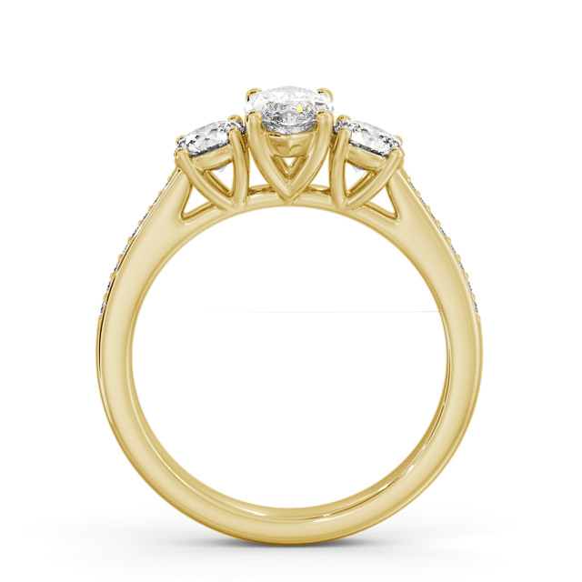 Three Stone Marquise Diamond Ring 9K Yellow Gold - Cairnol TH80_YG_UP