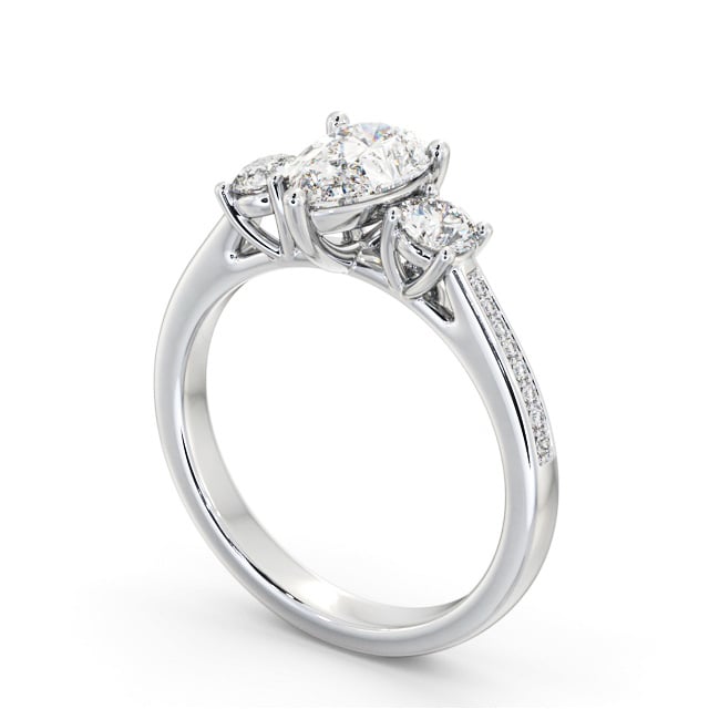 Three Stone Pear Diamond Ring Palladium - Malaga TH81_WG_SIDE