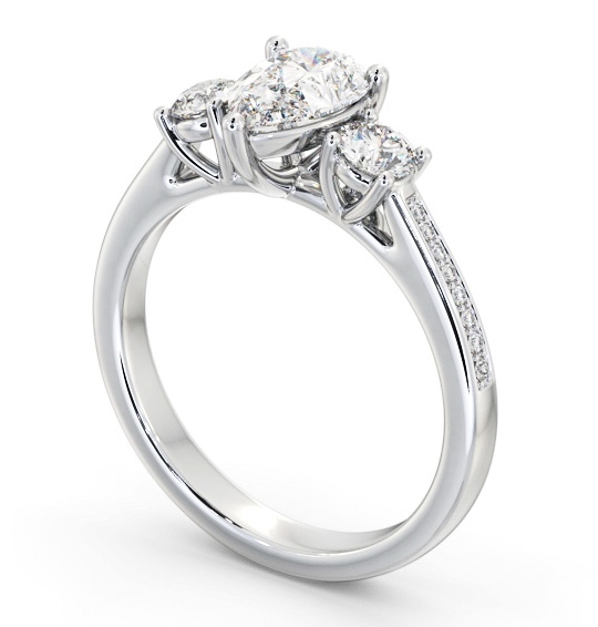 Three Stone Pear Diamond Ring 9K White Gold - Malaga TH81_WG_THUMB1