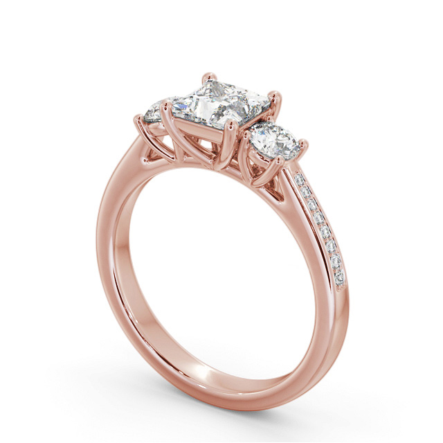 Three Stone Princess Diamond Ring 9K Rose Gold - Kyla TH82_RG_SIDE