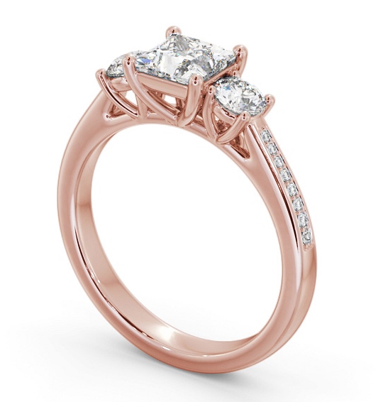  Three Stone Princess Diamond Ring 18K Rose Gold - Kyla TH82_RG_THUMB1 
