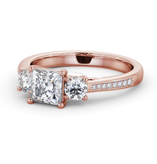  Three Stone Princess Diamond Ring 18K Rose Gold - Kyla TH82_RG_THUMB2 