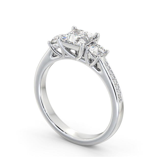 Three Stone Princess Diamond Ring Palladium - Kyla TH82_WG_SIDE