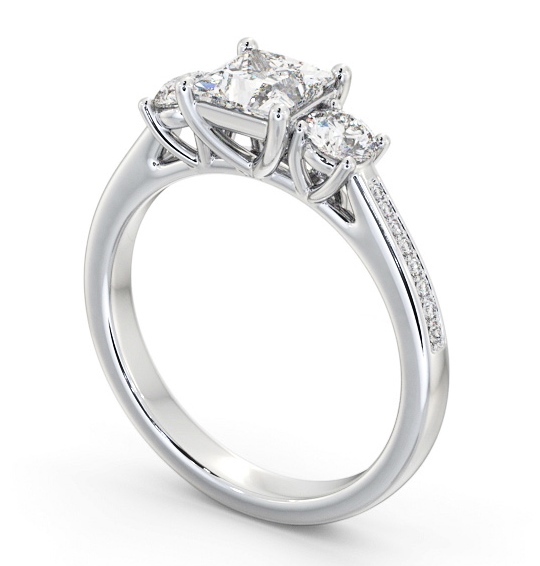  Three Stone Princess Diamond Ring 18K White Gold - Kyla TH82_WG_THUMB1 