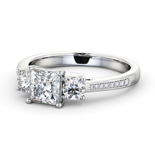  Three Stone Princess Diamond Ring Platinum - Kyla TH82_WG_THUMB2 