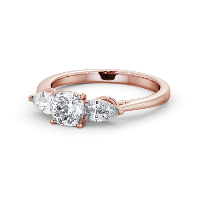 Three Stone Cushion Diamond Ring 9K Rose Gold - Abbie TH83_RG_FLAT