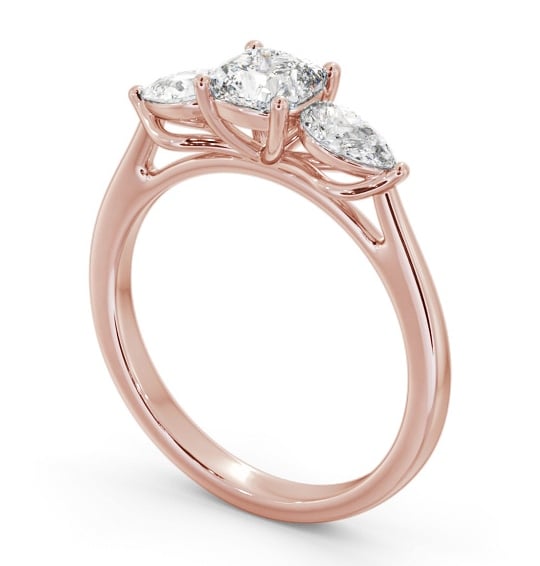 Three Stone Cushion and Pear Diamond Trilogy Ring 18K Rose Gold TH83_RG_THUMB1