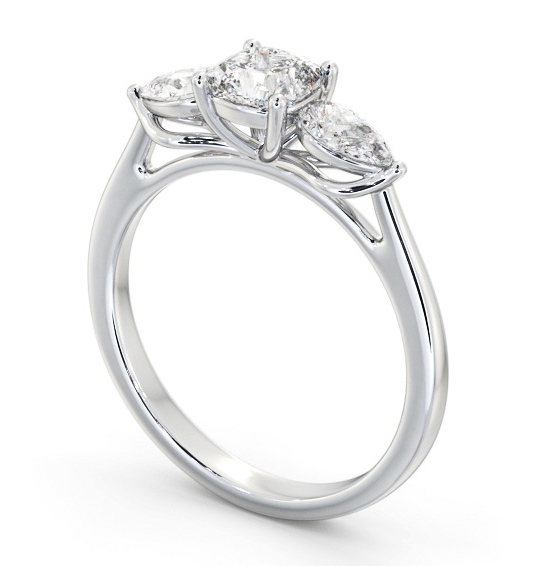 Three Stone Cushion and Pear Diamond Trilogy Ring Platinum TH83_WG_THUMB1 