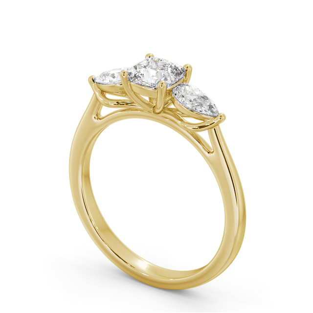 Three Stone Cushion Diamond Ring 9K Yellow Gold - Abbie TH83_YG_SIDE