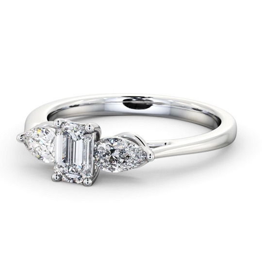  Three Stone Emerald Diamond Ring 9K White Gold - Abdon TH84_WG_THUMB2 