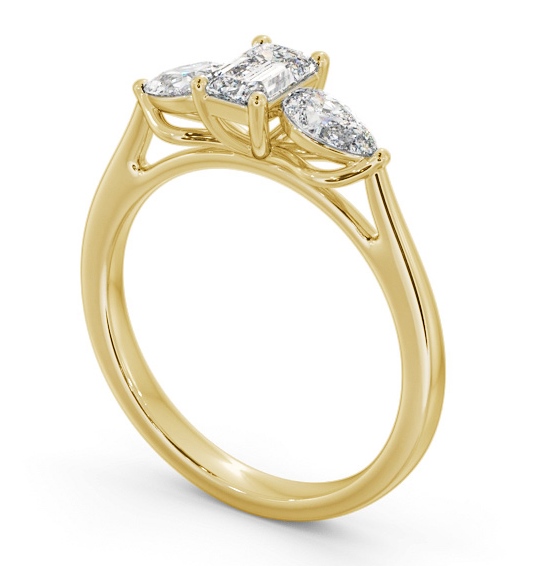  Three Stone Emerald Diamond Ring 9K Yellow Gold - Abdon TH84_YG_THUMB1 