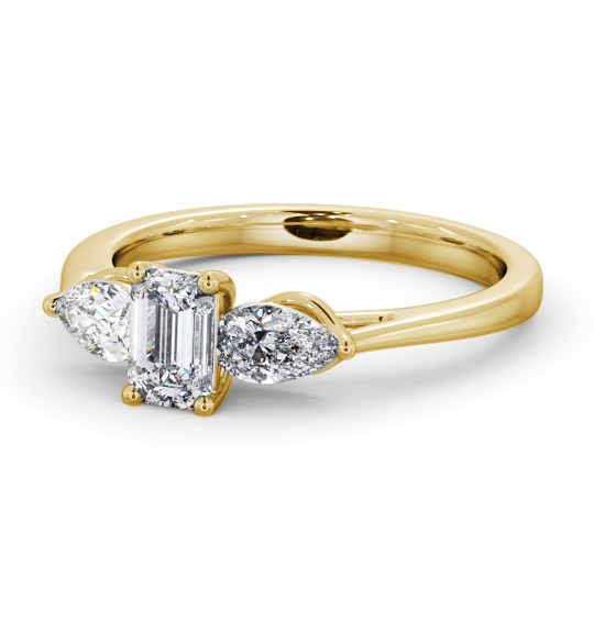  Three Stone Emerald Diamond Ring 9K Yellow Gold - Abdon TH84_YG_THUMB2 