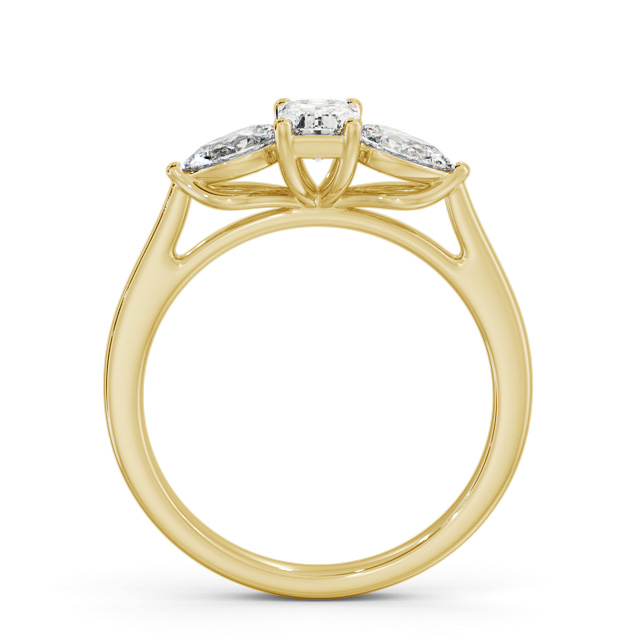 Three Stone Emerald Diamond Ring 9K Yellow Gold - Abdon TH84_YG_UP