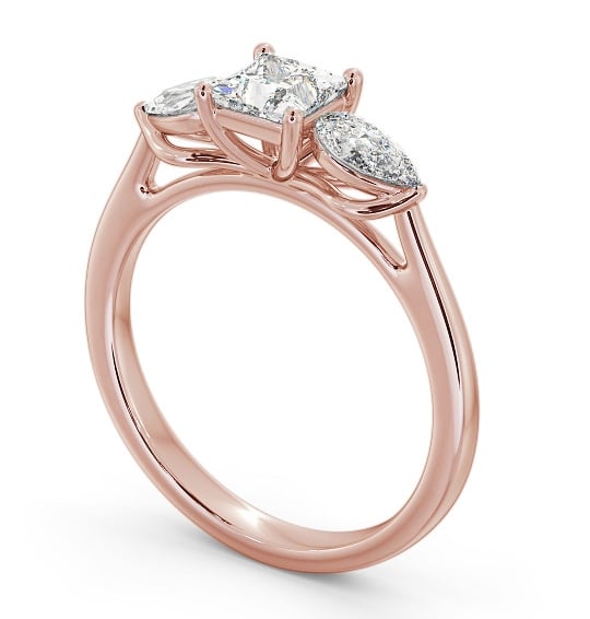 Three Stone Princess Diamond Ring 9K Rose Gold - Imerlise TH85_RG_THUMB1