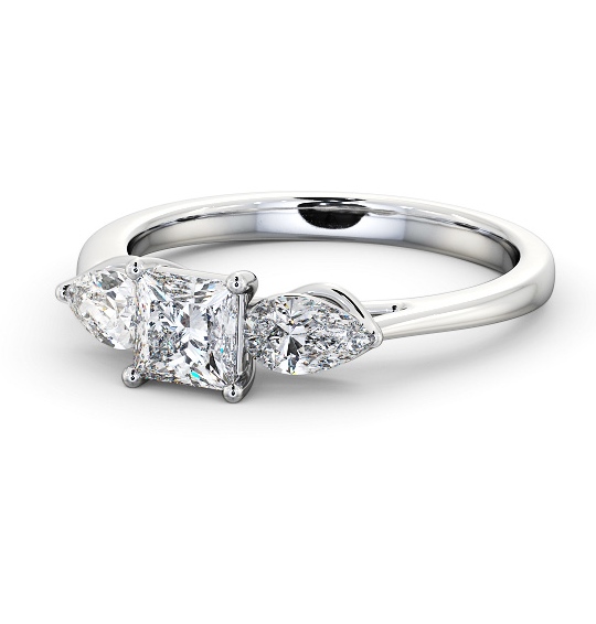  Three Stone Princess Diamond Ring 18K White Gold - Imerlise TH85_WG_THUMB2 