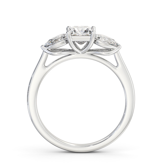 Three Stone Princess Diamond Ring 18K White Gold - Imerlise TH85_WG_UP