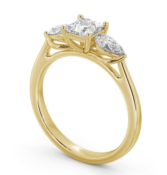 Three Stone Princess and Pear Diamond Trilogy Ring 18K Yellow Gold TH85_YG_THUMB1