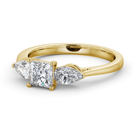 Three Stone Princess and Pear Diamond Trilogy Ring 18K Yellow Gold TH85_YG_THUMB2 