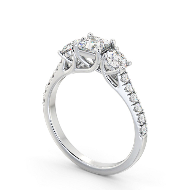 Three Stone Princess Diamond Ring 18K White Gold - Samina TH86_WG_SIDE