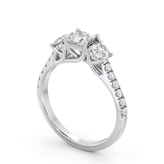 Three Stone Princess Diamond Ring Platinum - Samina TH86_WG_SIDE