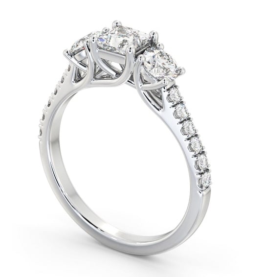  Three Stone Princess Diamond Ring 18K White Gold - Samina TH86_WG_THUMB1 