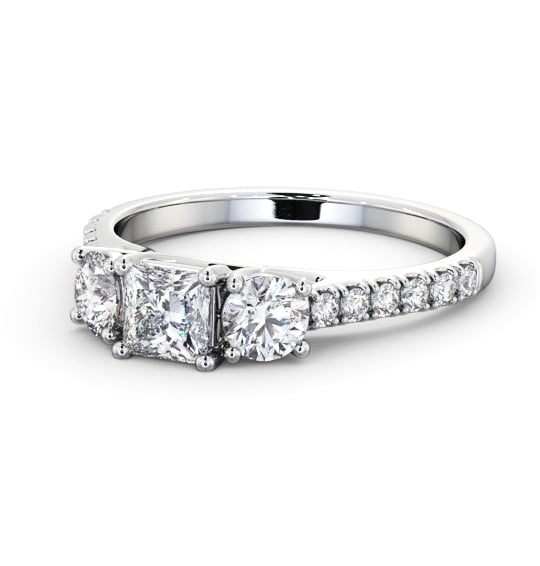  Three Stone Princess Diamond Ring 18K White Gold - Samina TH86_WG_THUMB2 