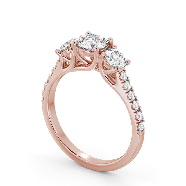 Three Stone Round Diamond Ring 18K Rose Gold - Marvin TH87_RG_SIDE