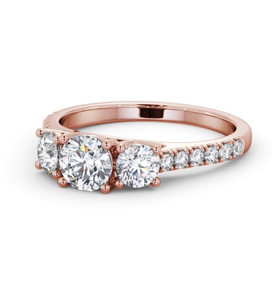  Three Stone Round Diamond Ring 9K Rose Gold - Marvin TH87_RG_THUMB2 