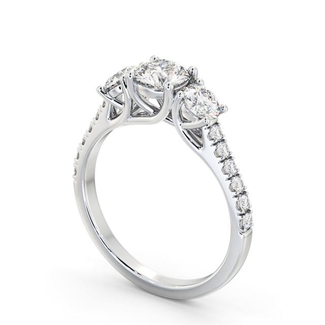 Three Stone Round Diamond Ring Palladium - Marvin TH87_WG_SIDE